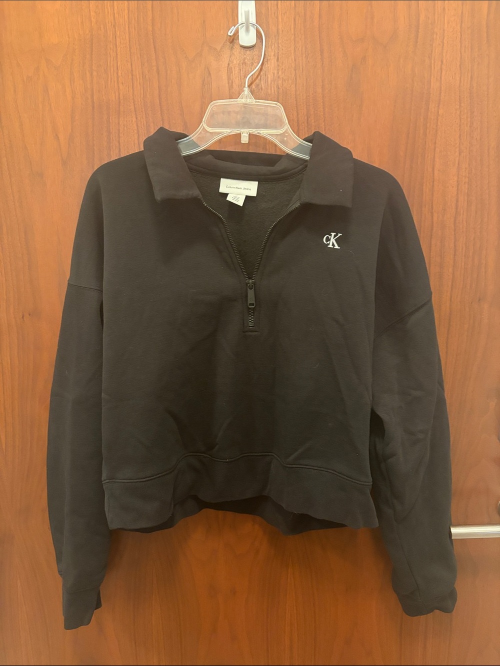 Calvin Klein Black Quarter-Zip Cropped Pullover